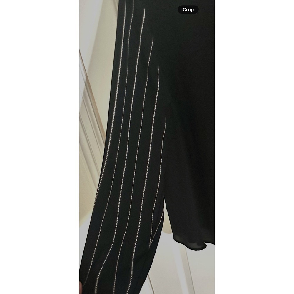 Ann Taylor LOFT Striped Black White Long Sleeve business Boat Neck Blouse XL